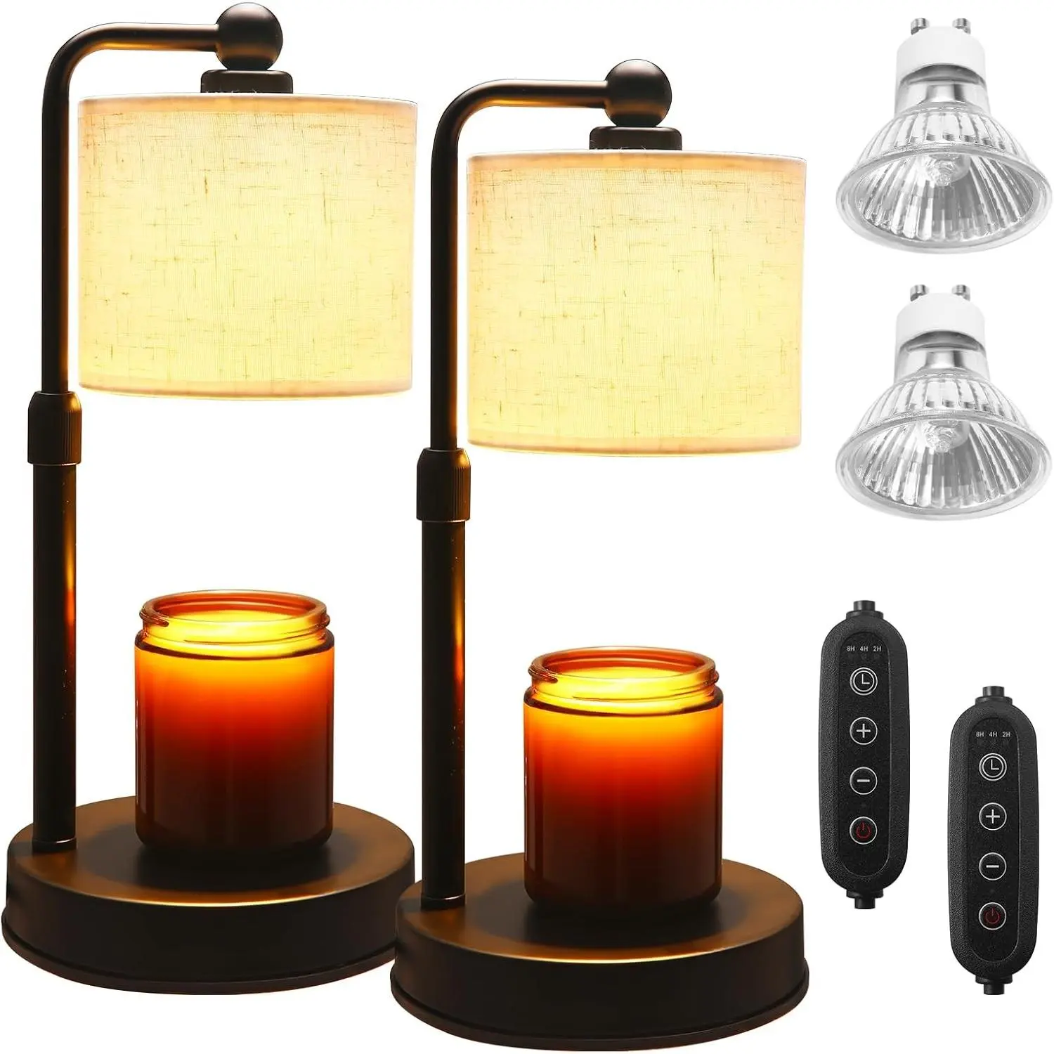 2 Pack Candle Warmer Lamp with Timer, Dimmable & Height Adjustable - Flame-Free Wax Warmer for Jar Candles, Home Decor Gift for Women, Mom, Wife (Bedroom or Office)