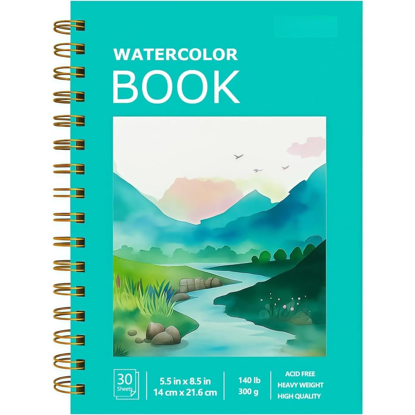 Watercolor Paper Pad, 5.5"x8.5" Water Color Paper, 140lb/300gsm | Artist Painting Drawing Paper Book, Art Supplies for Adults , Watercolors, Watercolor  Set, Sketchbook, Green