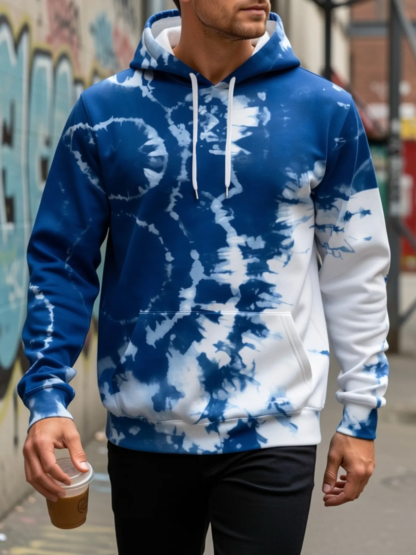 Men Rainbow Spiral Tie Dye All Over Print Hoodie, Casual Hippie Streetwear Drawstring Pullover Hooded Sweatshirt