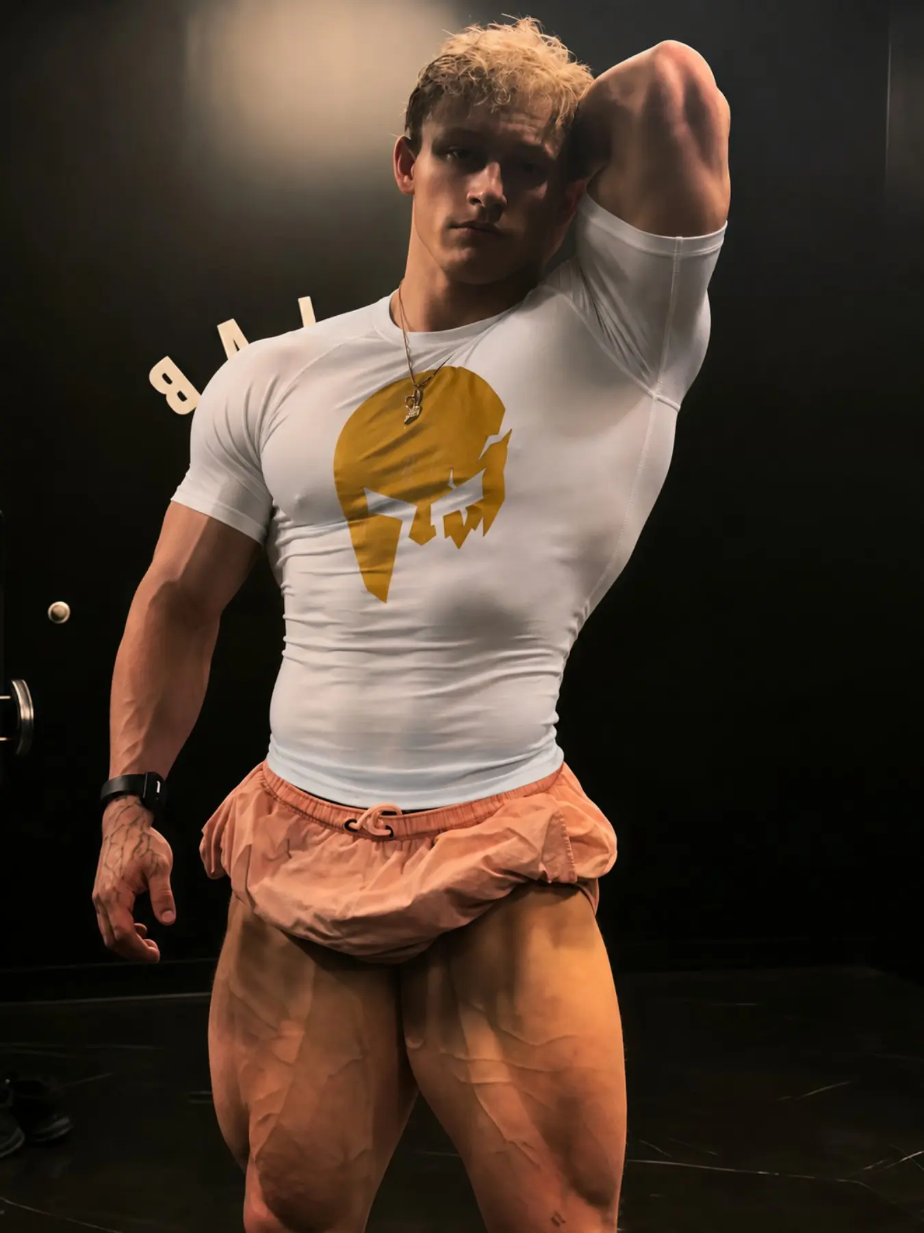 Men's Spartan Helmet Print Compression Tight T-Shirt, High Stretch Quick-Dry Muscle Tee, Short Sleeve for Gym, Running, Summer Sports, Fitness Workout Shirt, Compression Workout Shirts, Compression Tops