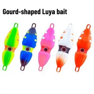 Gourd Shaped Saltwater Lure, Deep Water Fast-Attack Jig Head with Squid Skirt Tentacles, Boat Fishing Hard Bait for Sea Bass Offshore Angling