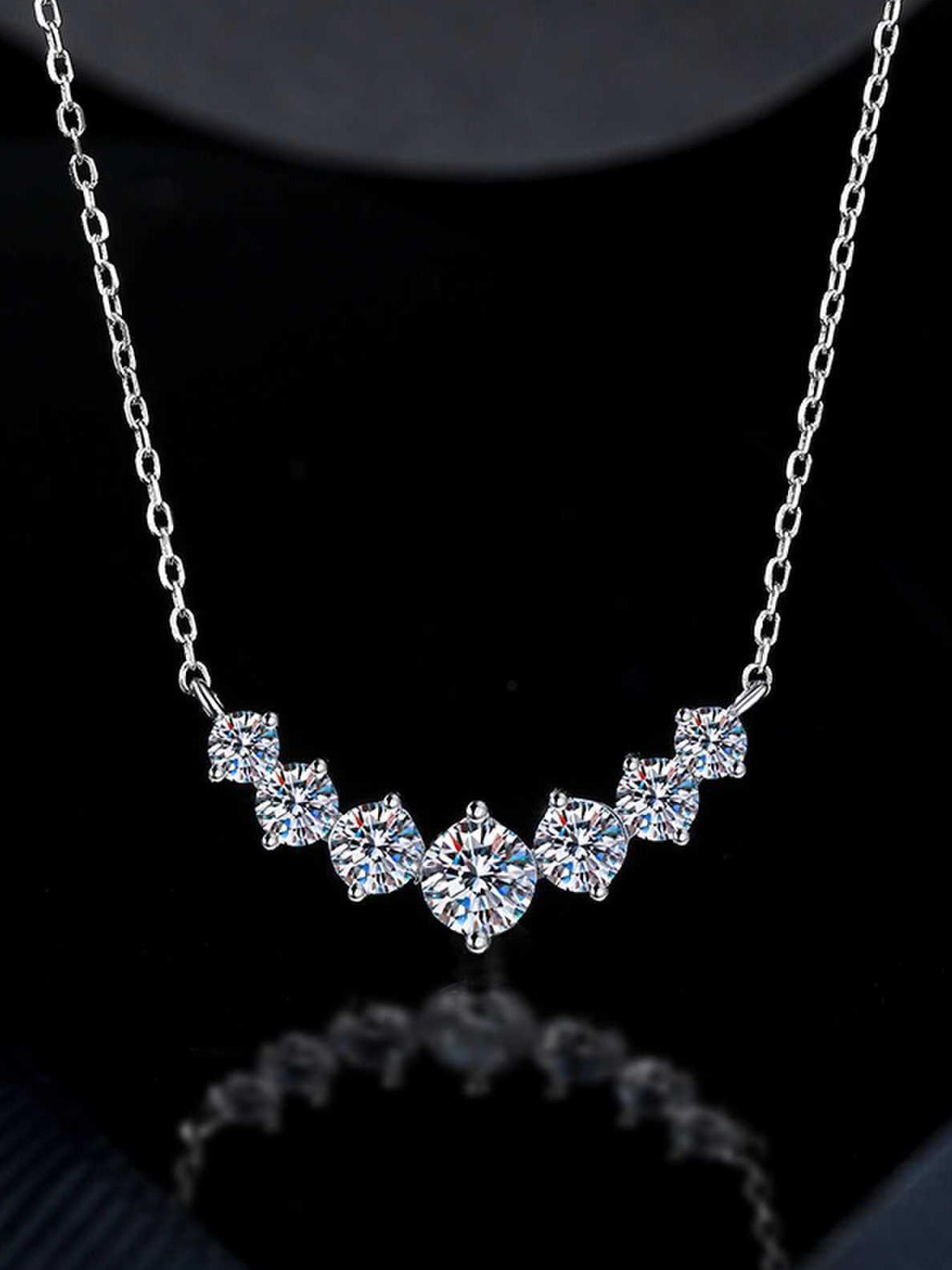 S925 Sterling Silver Synthetic Moissanite Necklace, Elegant Pendant Necklace for Women, Fashion Jewelry Accessories for Wedding, Engagement, Valentine's Day, Star Shine Necklace