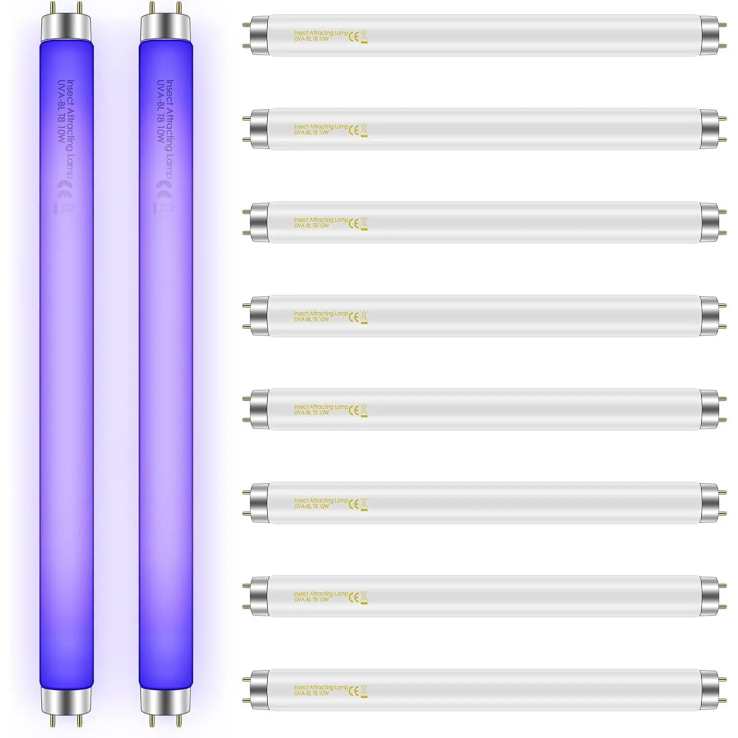 10 Pack Bug Zapper Replacement Light Bulbs - 10W Power Tube Shape, 13In UV Attraction Light for 20W Indoor Bug Control Lamps, Compatible with Aspectek, Liba, Micnaron, Lulu Home & More, Fluorescent Lights, All Seasons