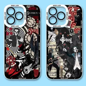 Ghost Band Phone Case For iPhone 17 Promax 17Air 16 Plus 15 14 13 12 11 Pro - Transparent TPU Shockproof Protective Cover Gift For Birthday Halloween Christmas