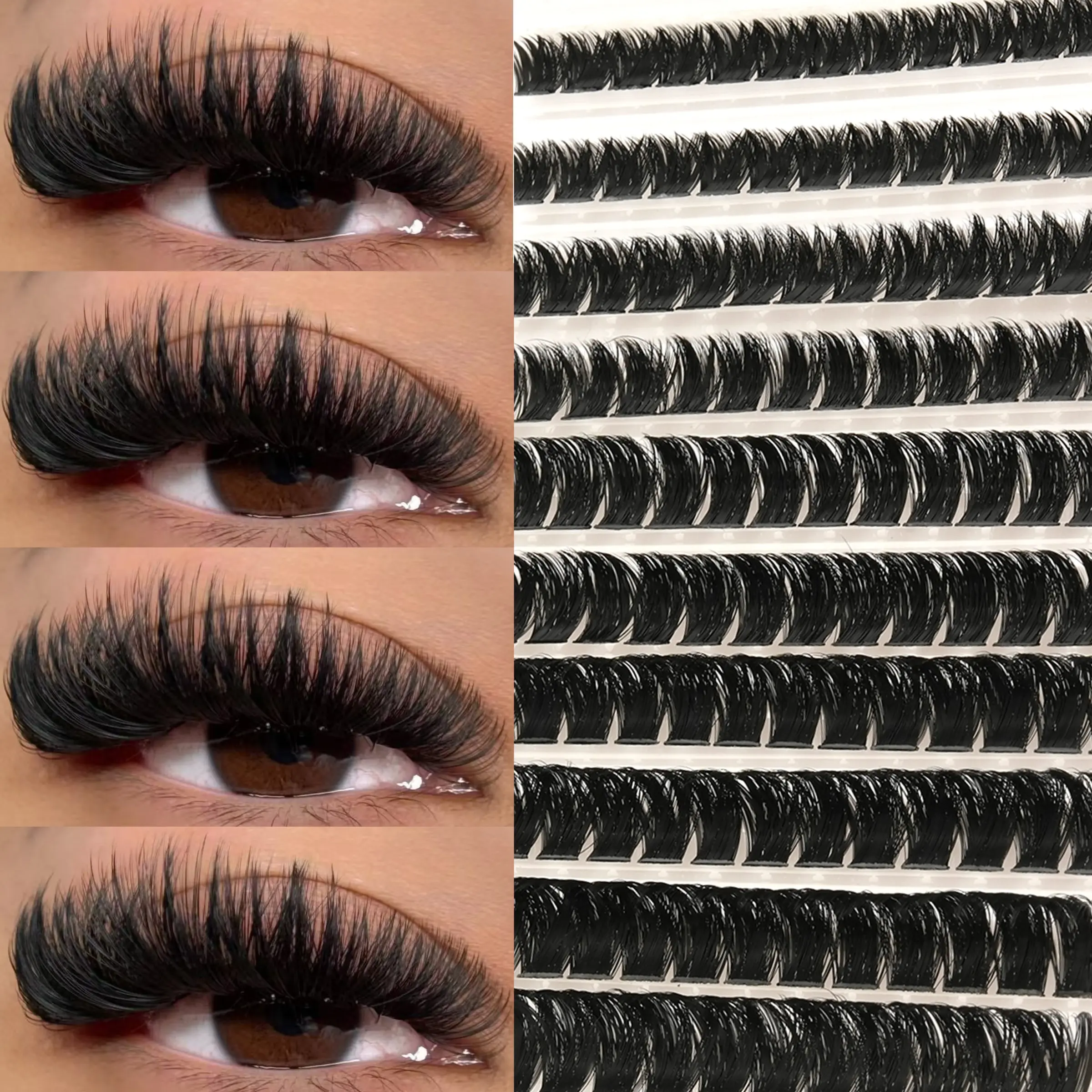 140 Pcs DIY False Lashes, Dense European Style, 8mm-16mm Mixed Set, Soft & Versatile, Deep Eye Makeup, Travel Selfie, Dinner Date