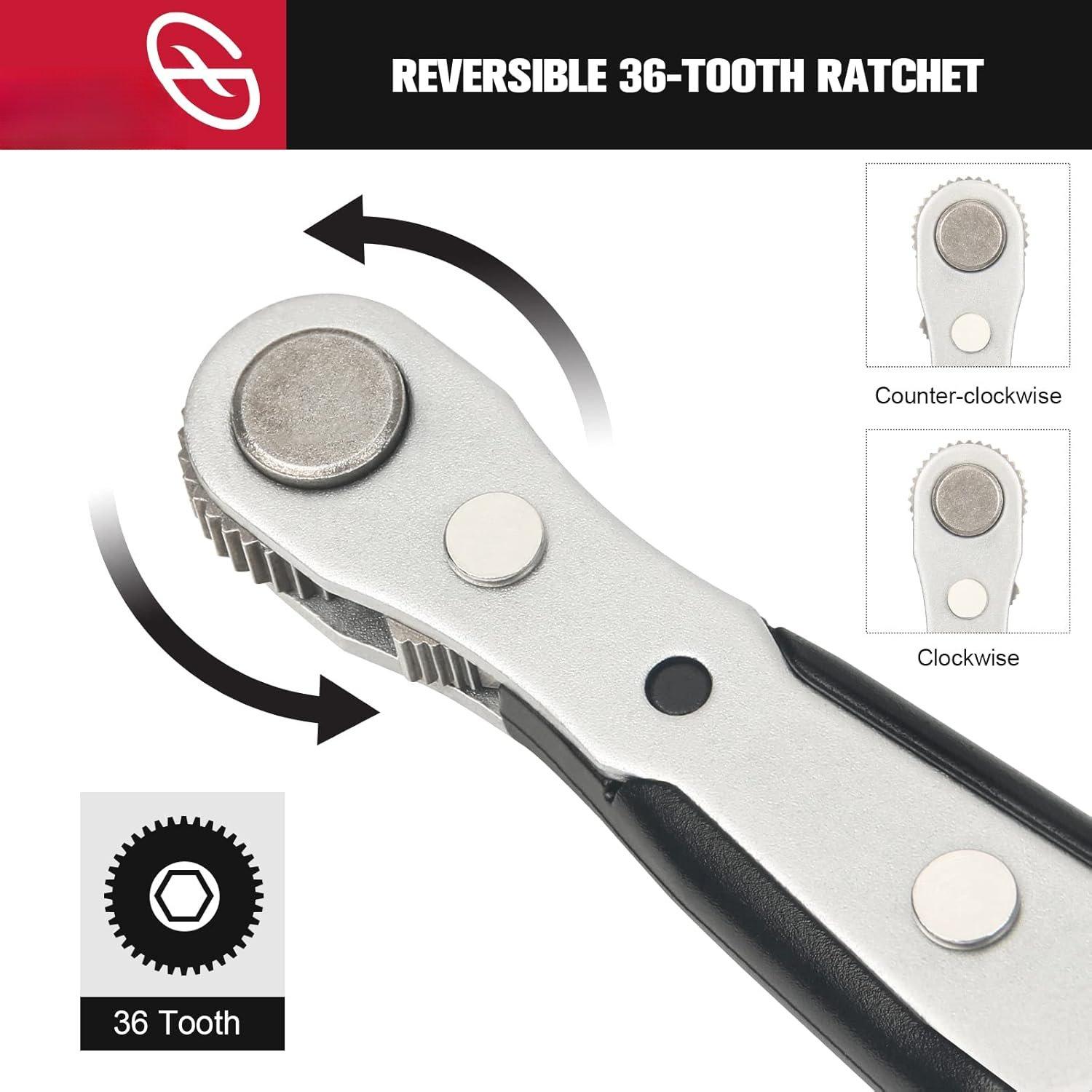 Mini Ratchet Set, 22- 1/4 Ratchet Right Angle , 36- Small Ratcheting Wrench Bit Ratchet For Tight Spaces, with Phillips, Slotted, Torx, Hex, Square and Adapter for Socket