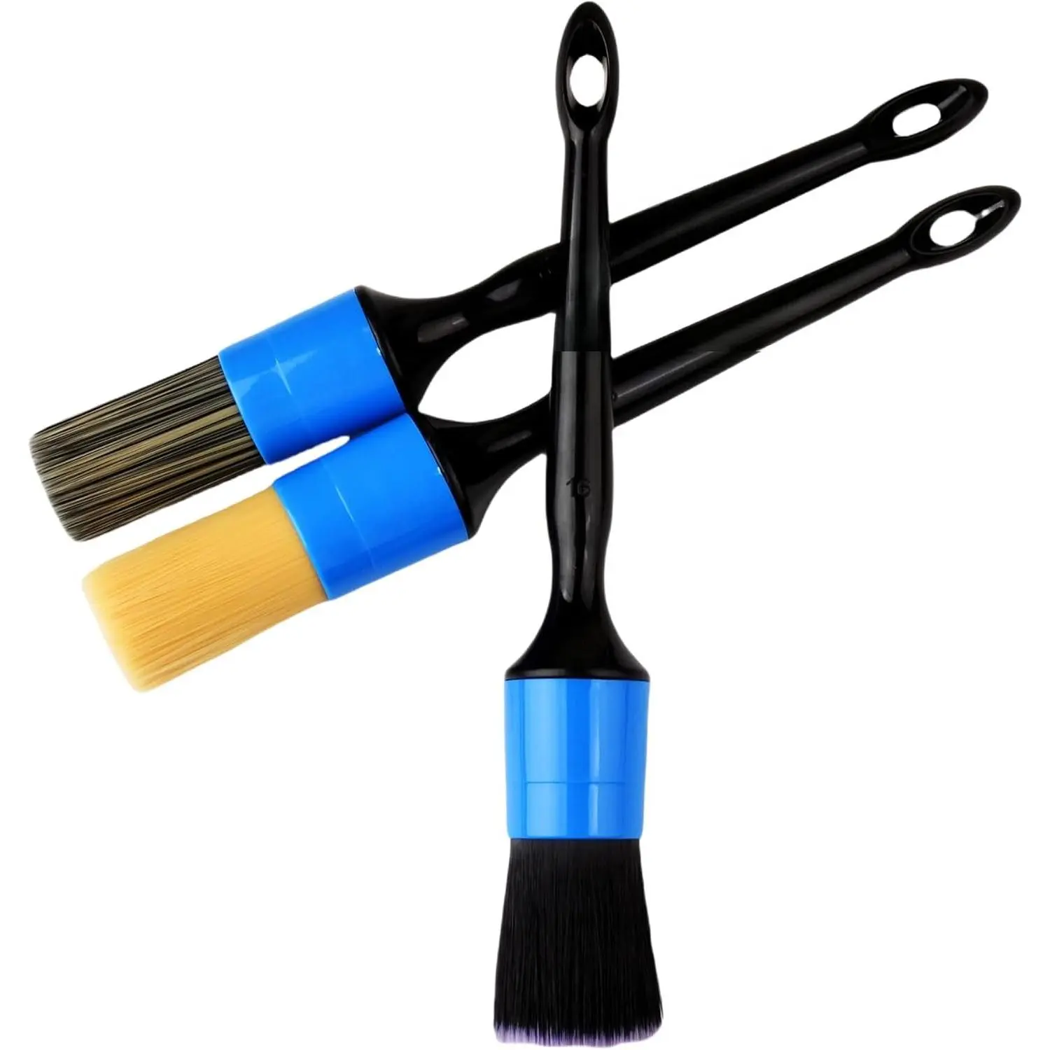 3 count  Detailing Brush Set,Boars Hair Detailing Brush Blue | Ultra Soft  Detailing Brushes for Air Vents,Leather Seats,No Scratch Auto Detail Brushes for Interior Exterior