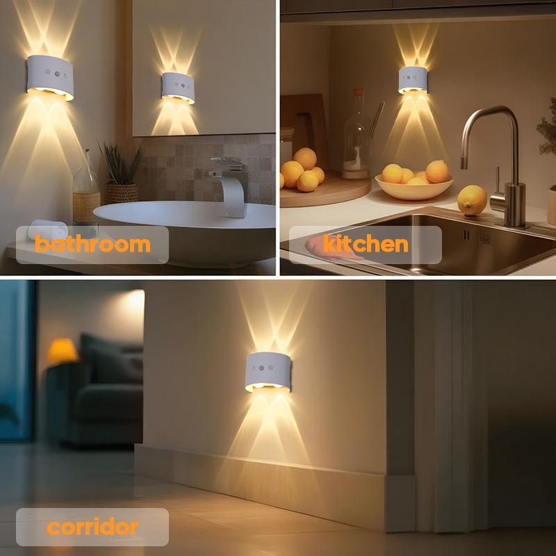 Wall Lights for Living Rroom, Battery Operated Wall Sconces, USB Rechargeable Wall Sconce Motion Sensor, 3 Colors Dimmable Indoor Lighting, Home Decor Light, Magnetic Step Light, Night Light for Hallway, Stairway, Bedroom, Kitchen, Led Wall Lights