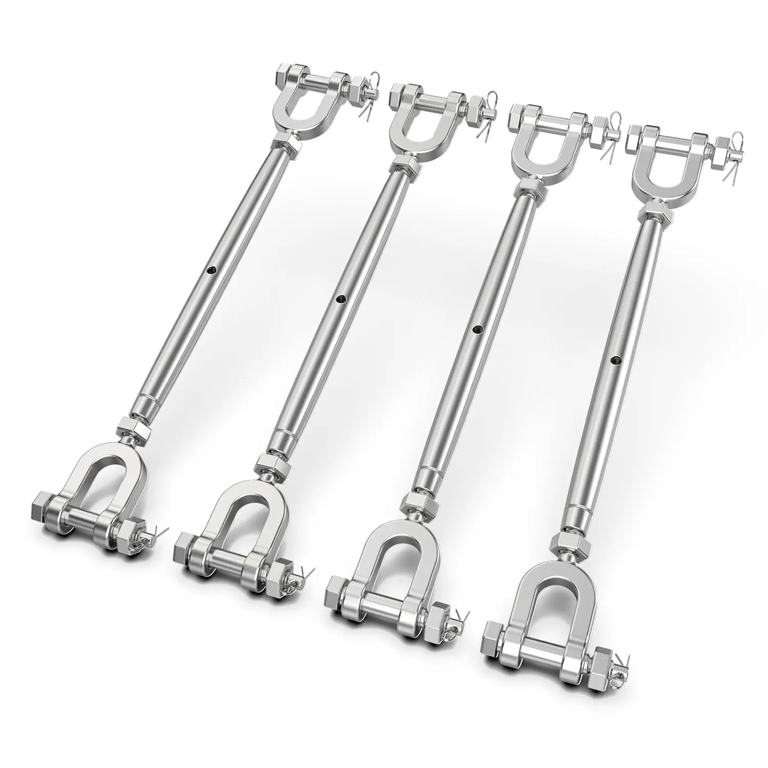 4 Pack Turnbuckle, 1/4" (M6) 304 Stainless Steel Turnbuckles- 1600 lbs WLL | 8.07 - 12.1 in Adjustable, Closed Body Jaw and Jaw Turnbuckle for Cables Wire Tensioner, Shade Sail, Clothesline