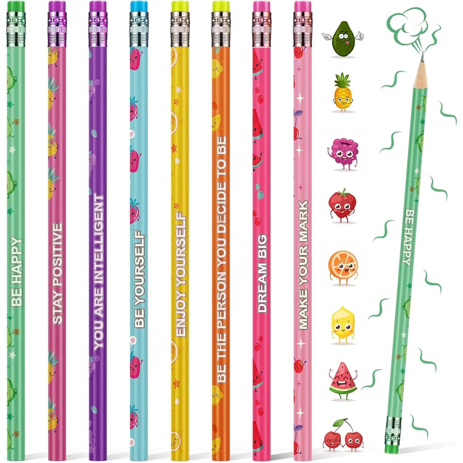 30 count Scented Pencils Bulk for  Inspirational Cute Fun  Pencils with Erasers Fruit  for School Classroom Office Students