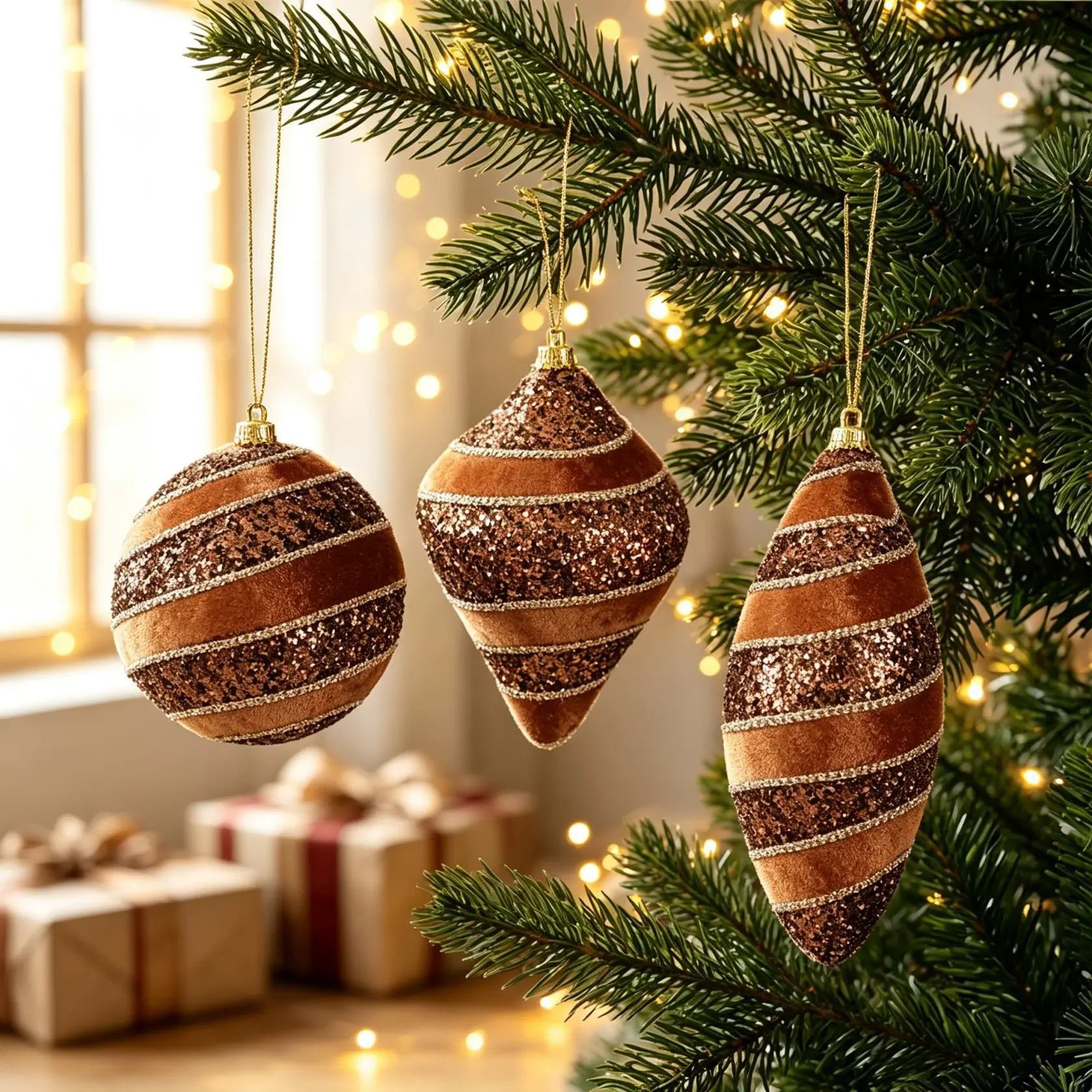 3pcs New Painted Christmas Ornaments, Holiday Window Display Decorations, Foam Shape Balls, Home Decoration, Wedding Party Gifts