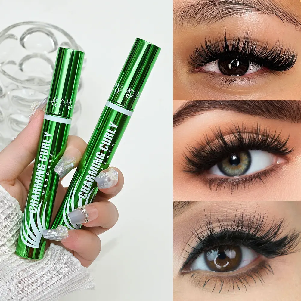 Electroplated Green Mascara that Lengthens Lashes, Volumizing Quick-Dry Formula, Waterproof & Smudge-Proof Long-Lasting Eye Makeup