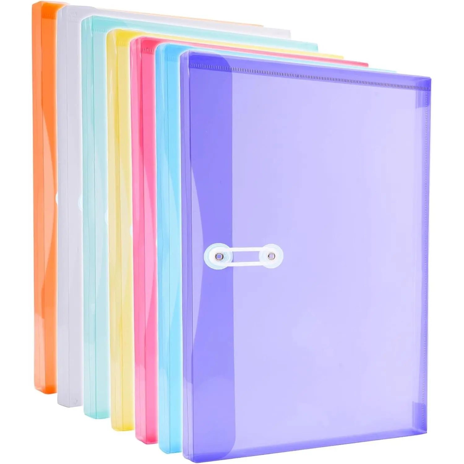Legal Size Plastic Envelopes with String Tie Closure, 1-1/4" Expansion Clear Poly Envelope Side Loading File Folder Document Organizer for Legal Size Paper, Filing Folders, Office School Home (7)