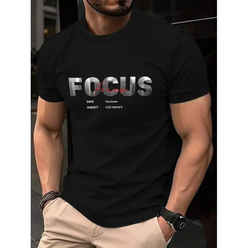 Manfinity Homme Men's Letter Print Crew Neck Short Sleeve Casual T-Shirt