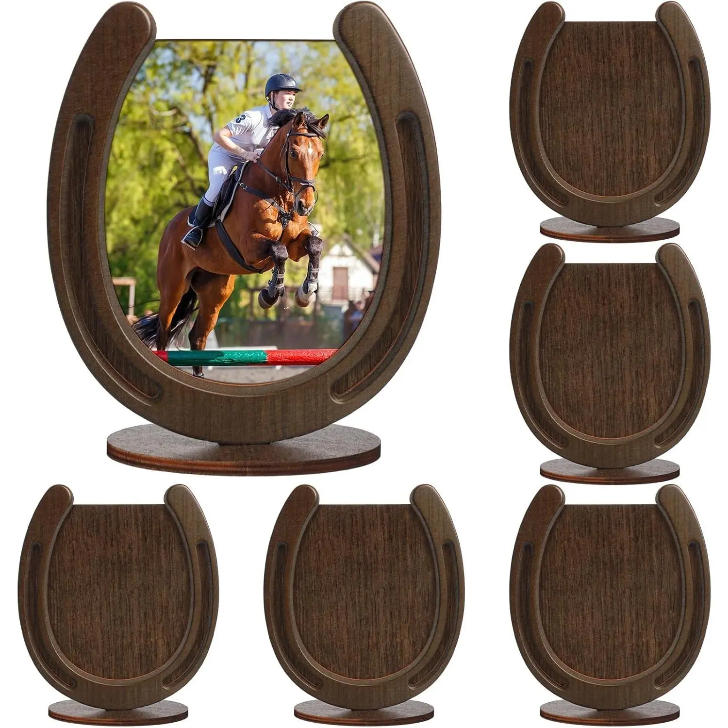Bucherry 6 Pcs Wooden Western Horseshoe Picture Frames Table Centerpieces
