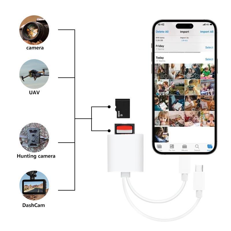 USB-C to SD Card Reader, Memory Card Reader, Multi-functional Type-C Interface Mobile Phone SD Card Reader, Mobile Phone Accessories for iPhone 13/14/15/16 USB-C to SD Card Reader, Memory Card Reader, Multi-functional Type-C Interface Mobile Phone SD Card Reader, Mobile Phone Accessories for iPhone 13/14/15/16