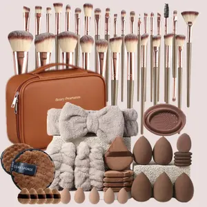 62-Piece Makeup Cleaning Set, Includes Brush Set, Face Washing Kit, Medium Size Sponge, Professional Beauty Tools, Portable, Gift Set, Makeup Accessories