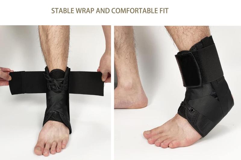 Sports Compression Ankle Support With Adjustable Figure-Eight Strap, Ankle Sleeve, Protective Gear, And Lace-Up Design