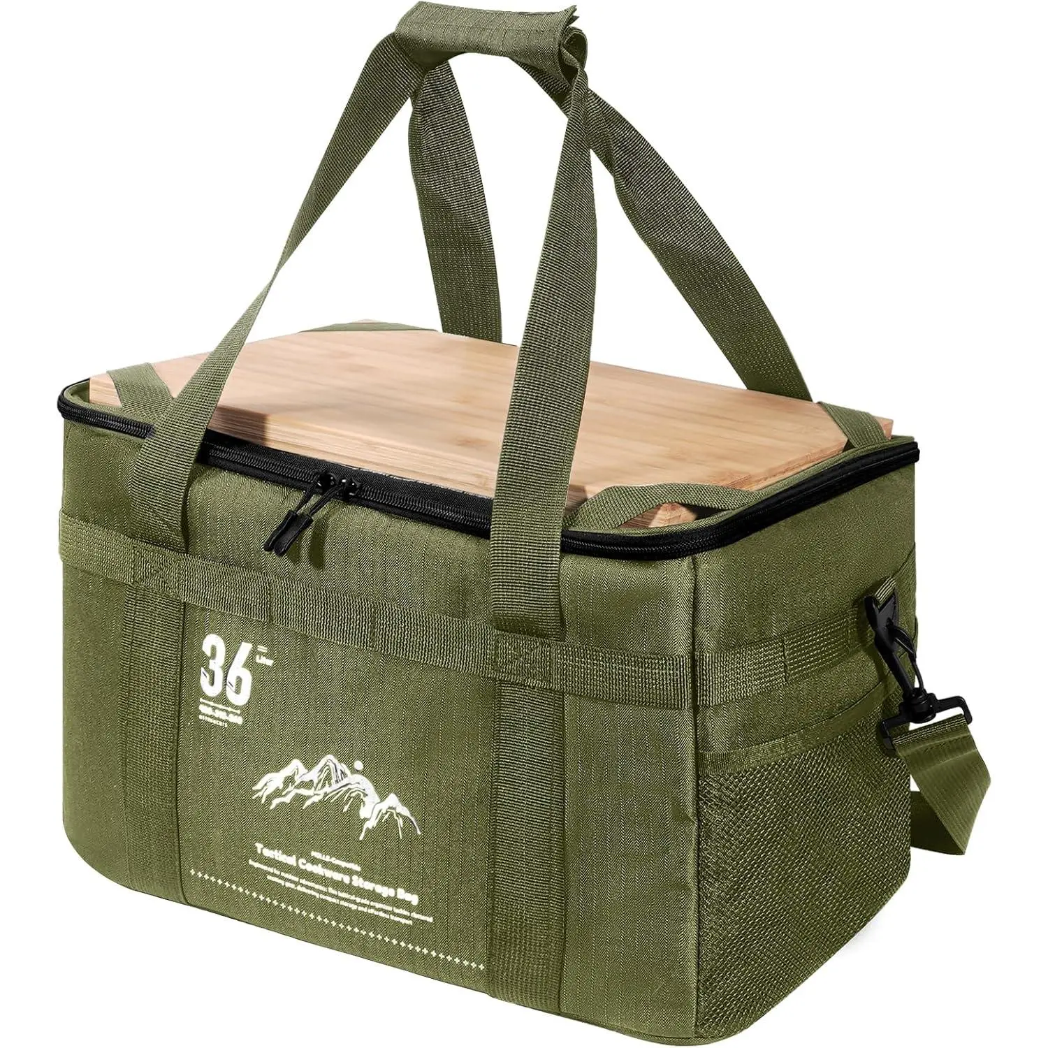 Tactical Camping Storage Bag - 36L Utility Tote Bag Organizer with Bamboo Cutting Board and Shoulder Strap, Ideal for Camping, Hiking, and Vehicle Organization