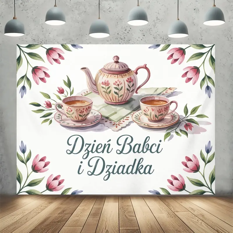 Vintage Family Polyester Tapestry - Retro Grandparents Tea Party Backdrop, Lightweight Printed Room Decor, Family Event Decor, Machine Wash Cold for Grandparents Day Photography