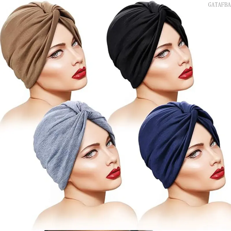 Front Cross Twist Head Wrap, High Stretch Turban Cap for Hair Care