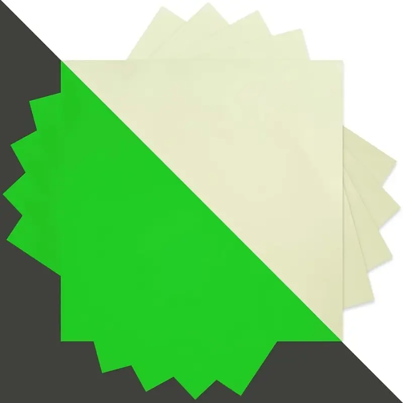5 luminous films, A4 inkjet printed self-adhesive green fluorescent stickers.
