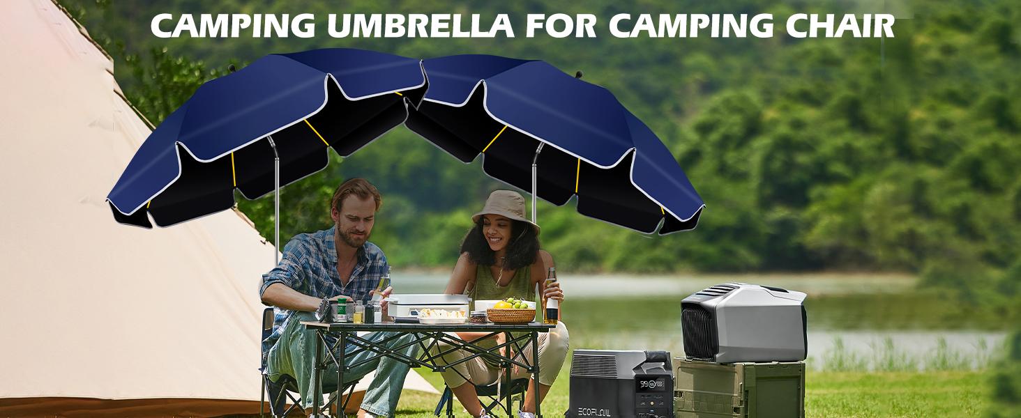 2PACK 48.8 inch Large Beach Umbrella with Clamp Sun Shade for Beach Chair,360 ° Adjustable UV Protection Golf Umbrella with Clip for Outdoor Stroller Wheelchair Camping Chair