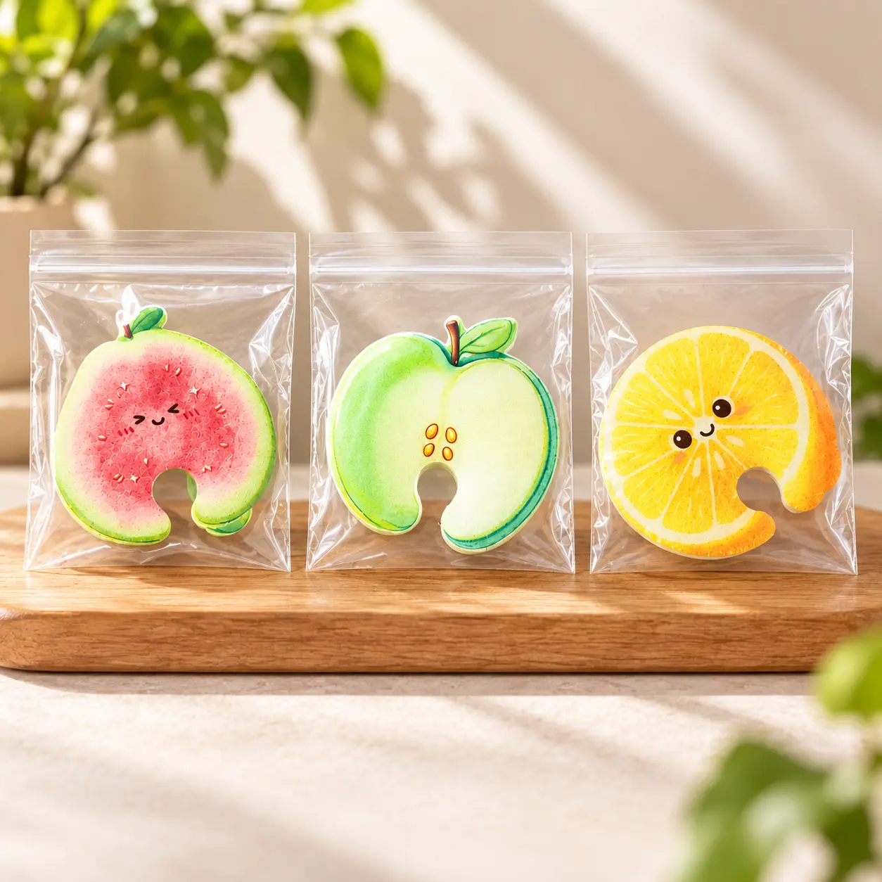 3-Pack Compressed Cellulose Sponges, Fruit-Shaped Natural Pop-Up Kitchen Sponges, Plant-Based Compostable Non-Scratch Cleaning Sponges for Dishes, Kitchen & Household Cleaning