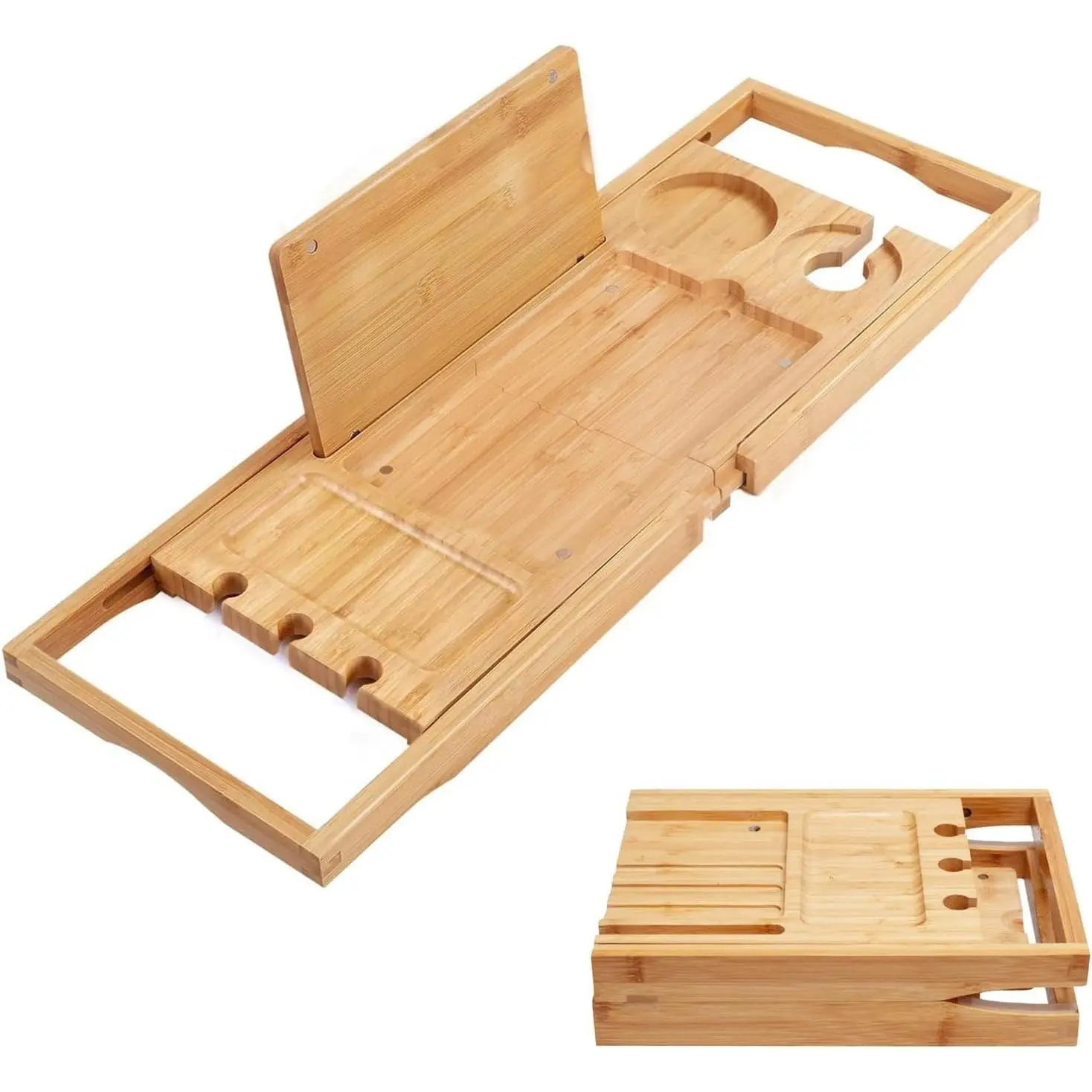 Utoplike Expandable Bamboo Bathtub Caddy Tray, Bath Table for Tub