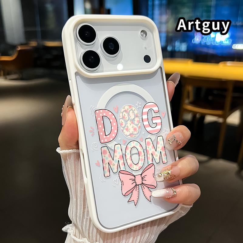 Clear Magnetic Phone Case for iPhone 17 16  Pro Max Plus 15 14 13 12 11 Air E Dog Mom Love  Hard Acrylic Back Soft Edge Four Corners Bumper Shockproof Cover Shell Gift