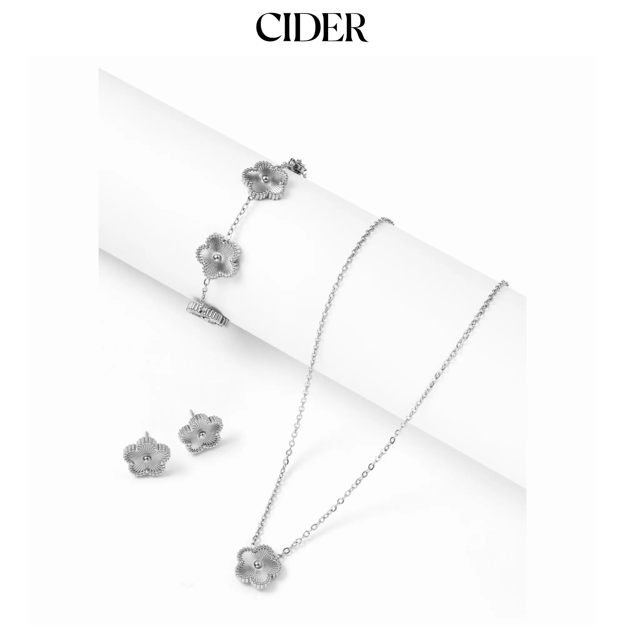 Cider 3PCS FLOWER EARRINGS & BRACELET & NECKLACE  SET