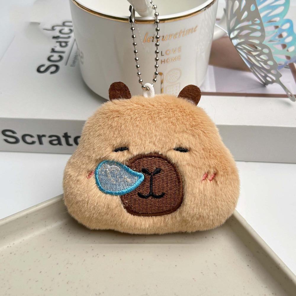 Cute Squinting Capybara Plush Keychain Blinking Heart Capybara Key Ring Beeping Runny Nose Cartoon Animal Pendant Couple