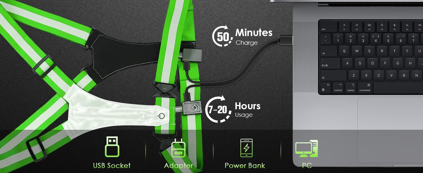 LED Reflective Vest, 5 Light Colors High Visibility Rechargeable Light Up Running Vest For Walking, Running, Cycling, Adjustable For Men, Women, Kids LED Reflective Vest, 5 Light Colors High Visibility Rechargeable Light Up Running Vest For Walking, Running, Cycling, Adjustable For Men, Women, Kids