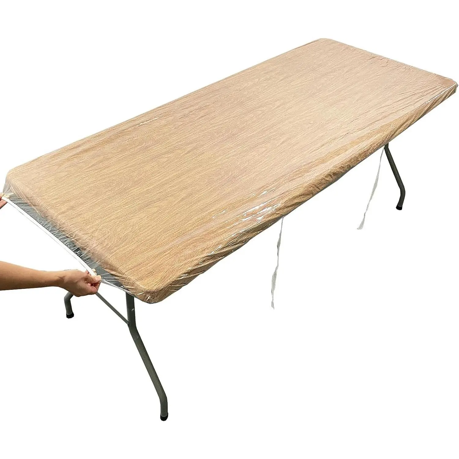 Clear Vinyl Rectangle Fitted Tablecloth Elastic Edged Table Cloth  Oil-Proof Plastic Cover