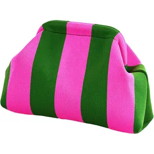 Clutch Purses for Women 2026 Summer Beach Woven Crochet Bag Dumpling Striped Ruched Cloud Purse Evening Handbag(Gift)