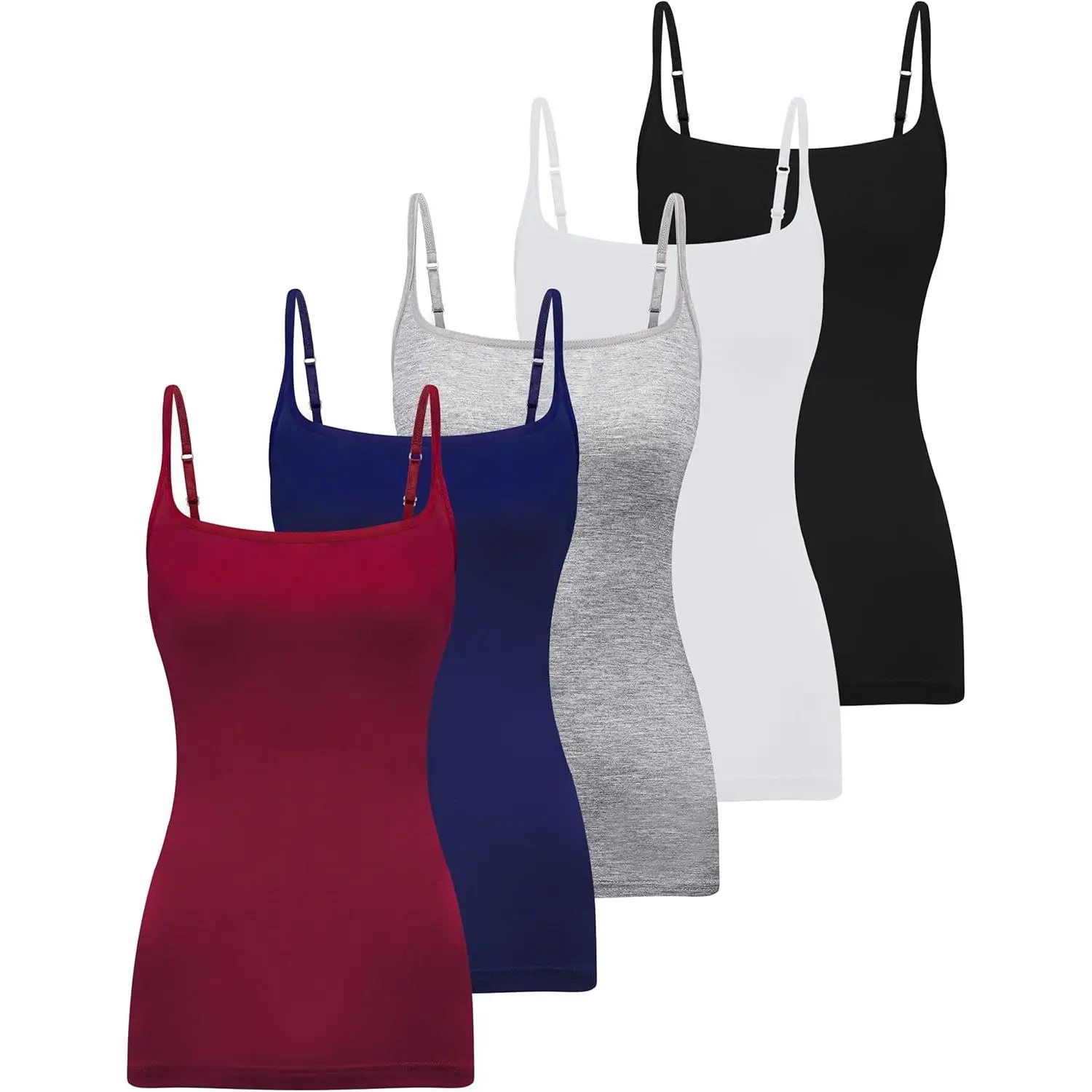 5 Pcs Womens Camisole Square Neck Camisoles Spaghetti Strap Camisole Slim Fitted Basic Camisole Top(Gift)