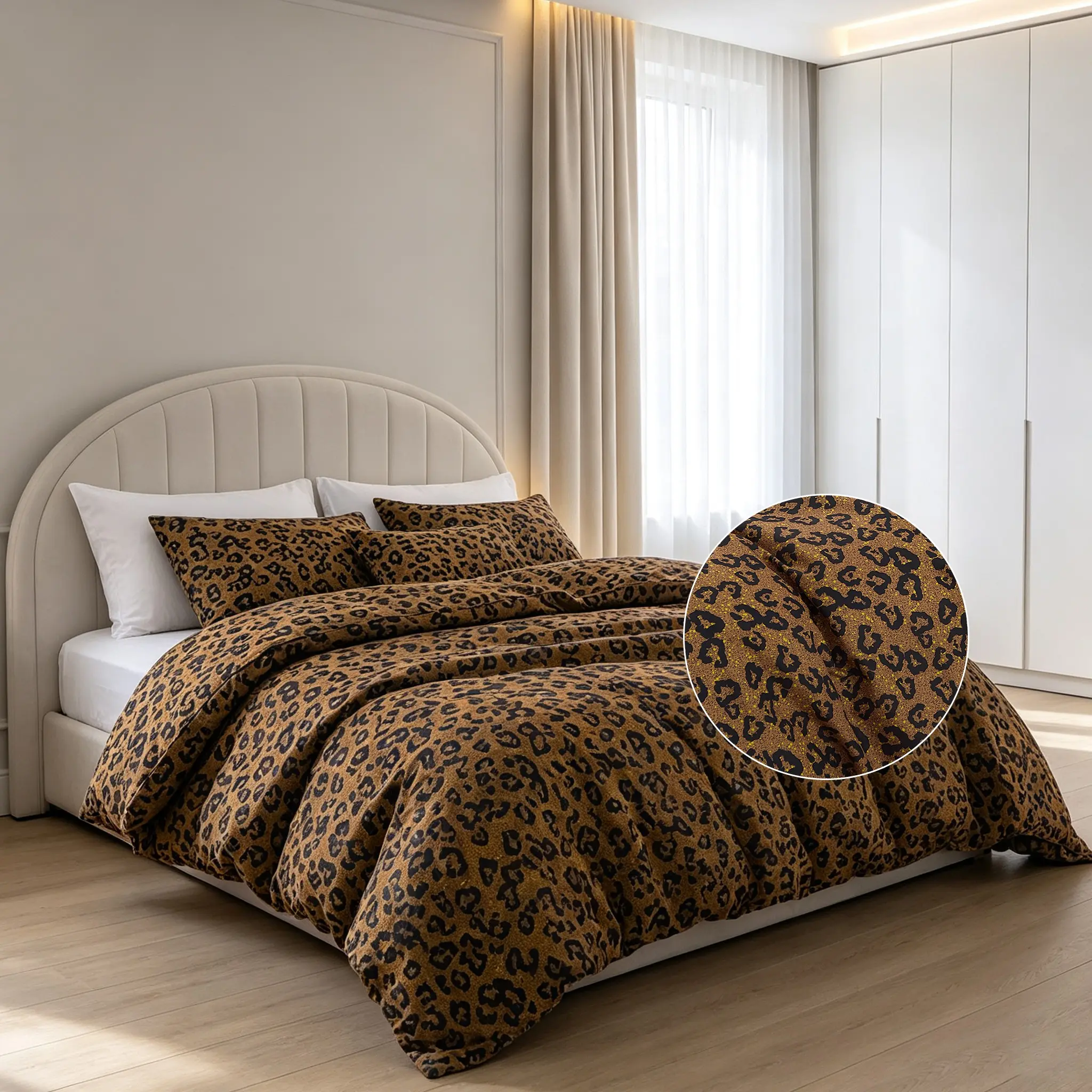 Vintage Luxury Classic Leopard Print 3-Piece Bedding Set, 1 Duvet Cover + 2 Pillowcases (No Inserts), Soft Fabric, Removable Design, Premium Bedroom Bedding, Ideal Gift Choice