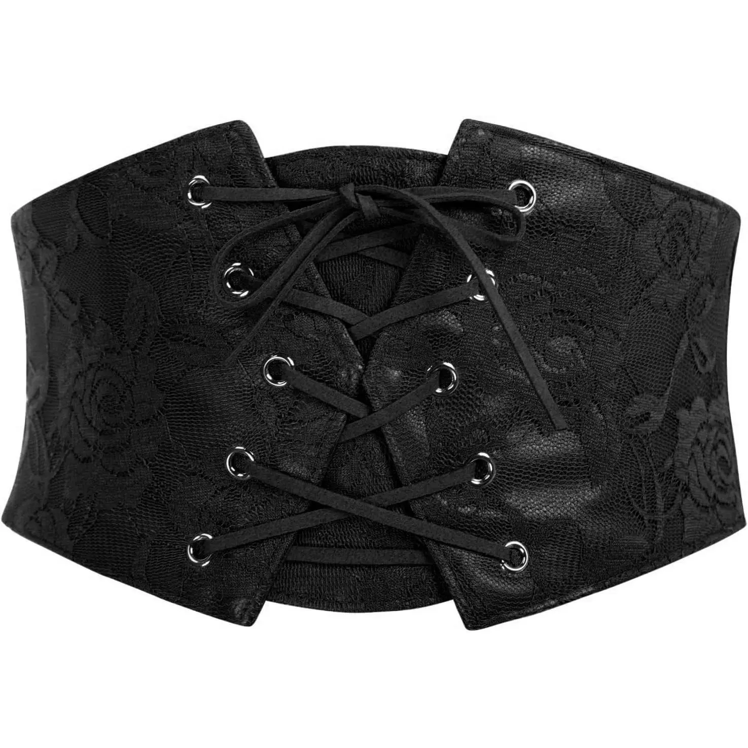 Women's Wide-Corset-Belt Lace-Up Elastic- -  Tied Waspie Corset Belts for Dresses(for  26-30'')