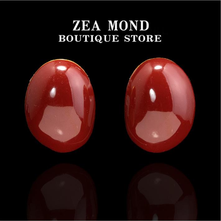 Copper alloy resin fashion retro style women's enamel versatile earrings FC-ZH-29