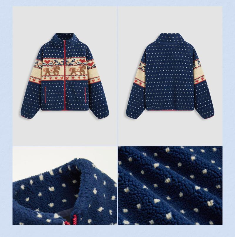 Cider Fleece Collar Graphic Jacket