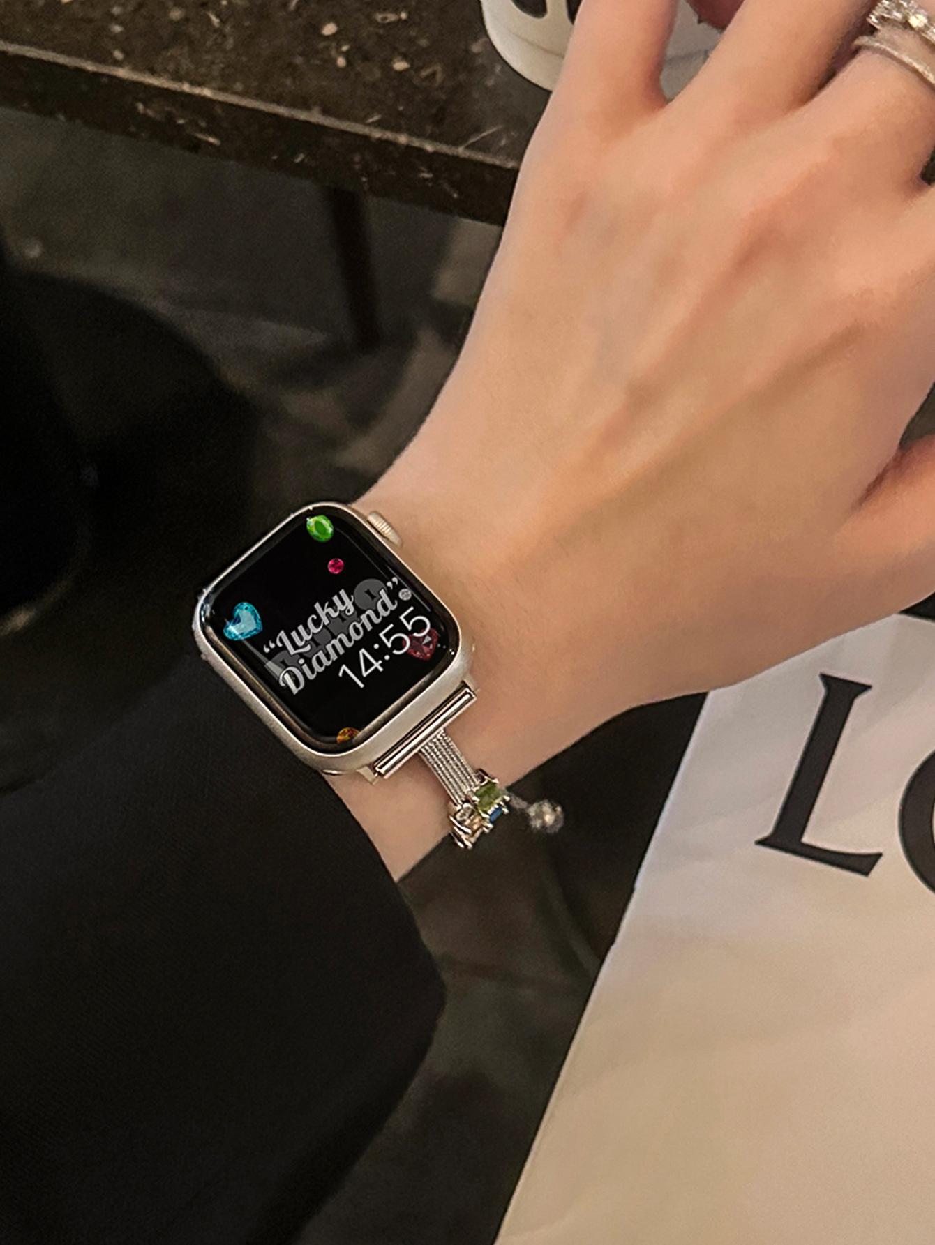 Candy Square Rhinestone Bracelet Watch Band, Stylish Strap Compatible With Apple Watch Series 4 5 6 7 8 9, Shiny Elegant Design For Women's Daily Wear