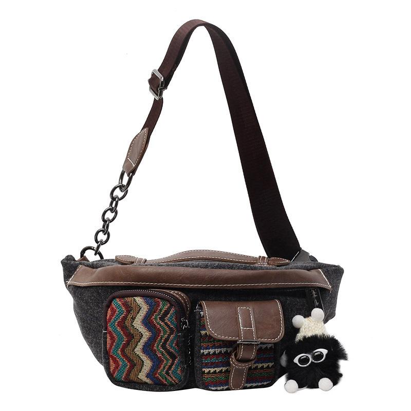 Denim Canvas Dumpling Bag – Cross-body & Waist Bag – Trendy Diagonal Bag for Cool Girls