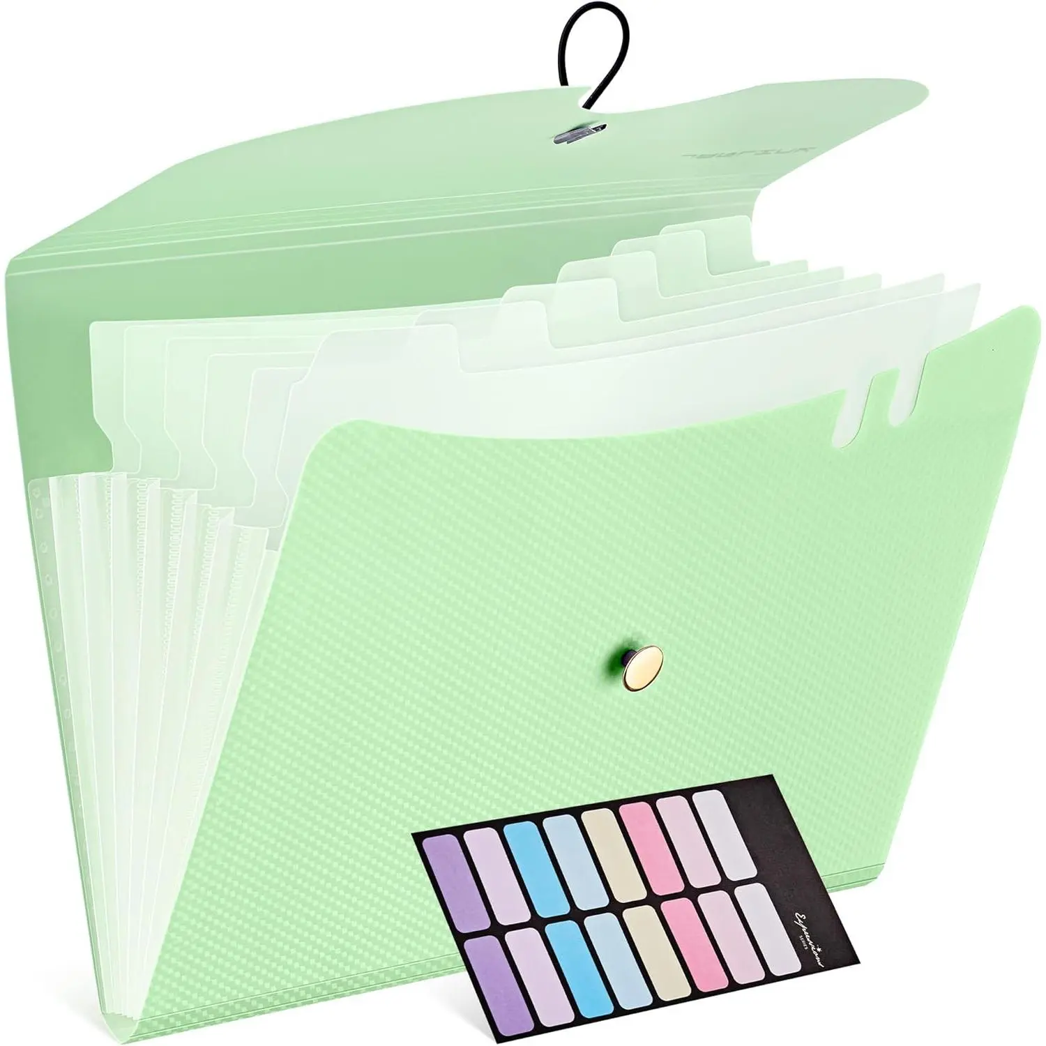 7 Pockets Expanding File Folder, A4 Accordion folders, Green | Accordion File Folders with 12 Labels, Portable Document Organizer for , College, School, and Office Supplies