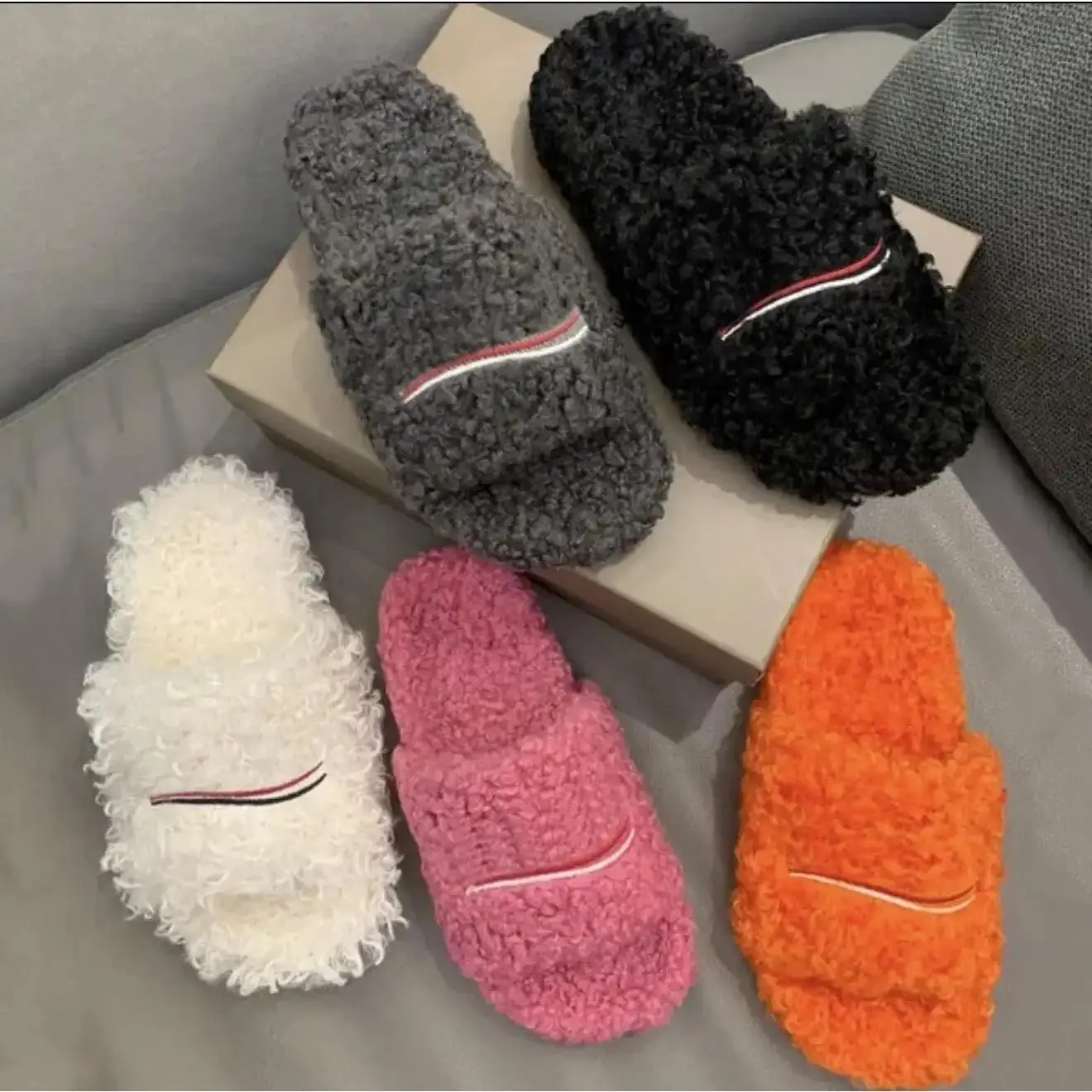 Women's Designer Fur Slides - Fuzzy Footwear, Cute Soft Shoes, Flipflop for Cozy Indoor-Outdoor Wear (Various Colors)