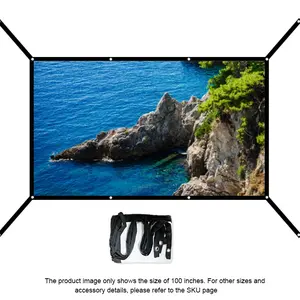 60-150 Inch Extendable Projection Screen, Foldable Washable Soft Screen, Outdoor Indoor Camping Conference Room, 16:9 Dual Side Projection