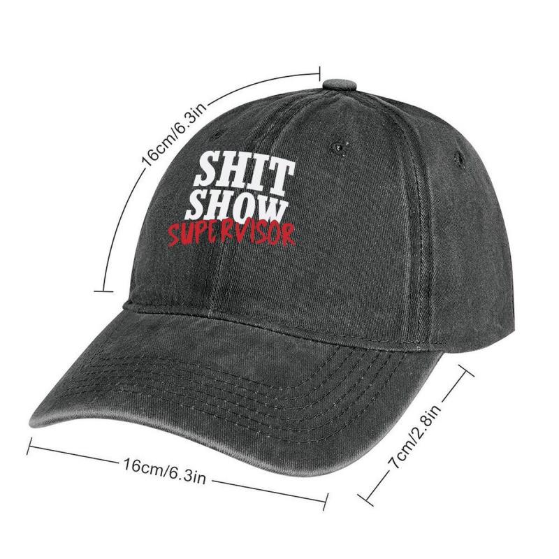 Shit Show Bold - Inspired, 'Shit Show' Supervisor Text Design Unisex Adjustable Adult Washed Denim Baseball Cap