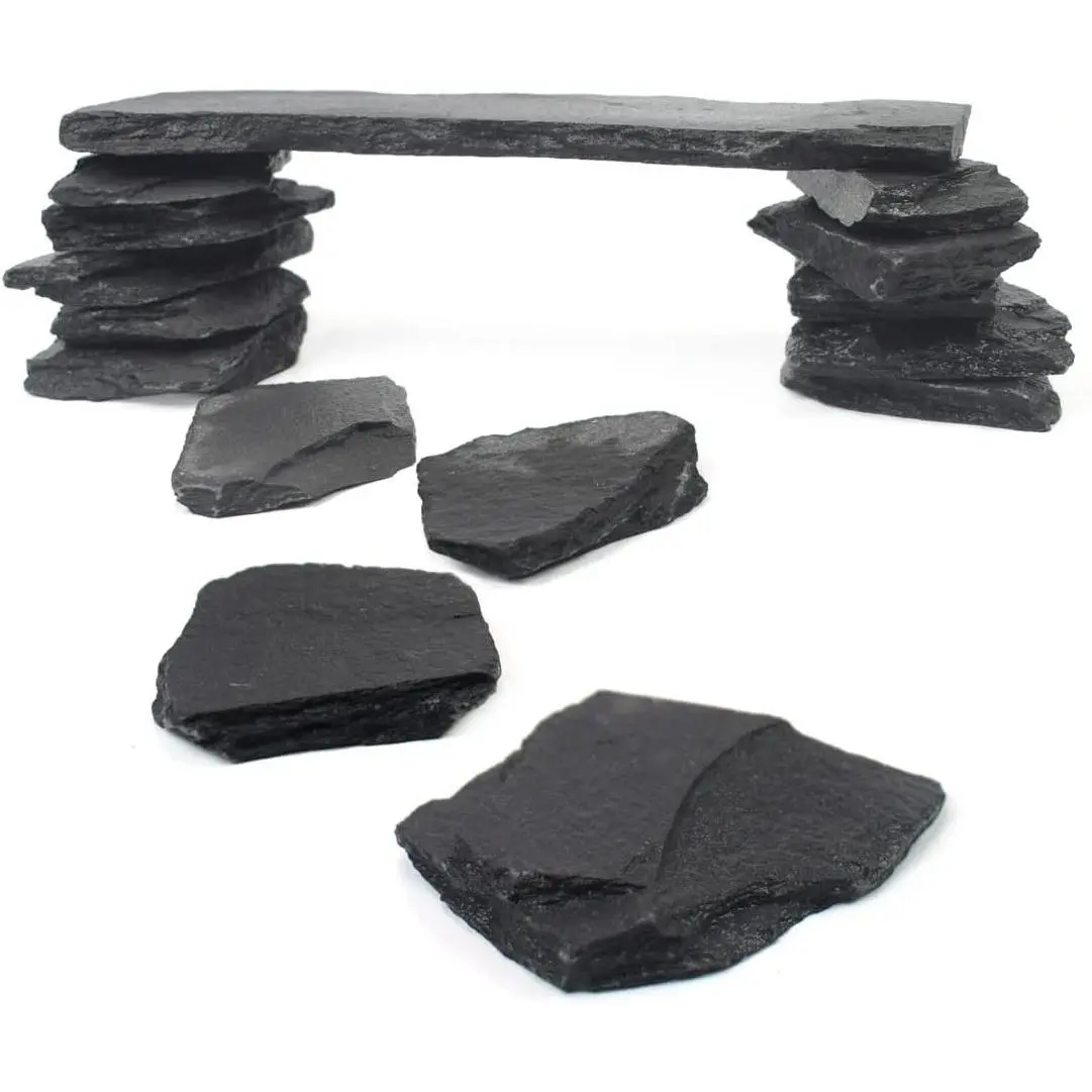 Natural Slate Stone Rocks for Aquariums & Terrariums, Mixed 2-3 Inch Stones Plus One 8 Inch Piece for Aquascaping (3 Pounds)Gift