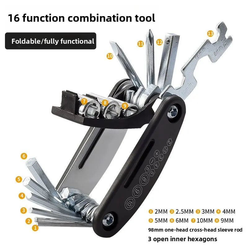 16 in 1 Mountain Bike Portable Socket Multipurpose Wrench Bicycle Multi Tool Screwdriver Motorcycle Bicycle Repair Tools