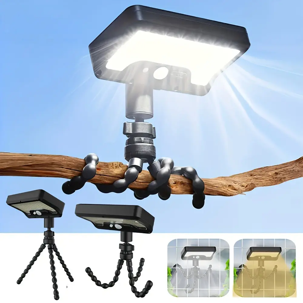 2 Pack Commercial Solar Motion Sensor Light with Flexible Folding Bracket, 92 LED Street Light with 3 Modes for Outdoor Safety Lighting
