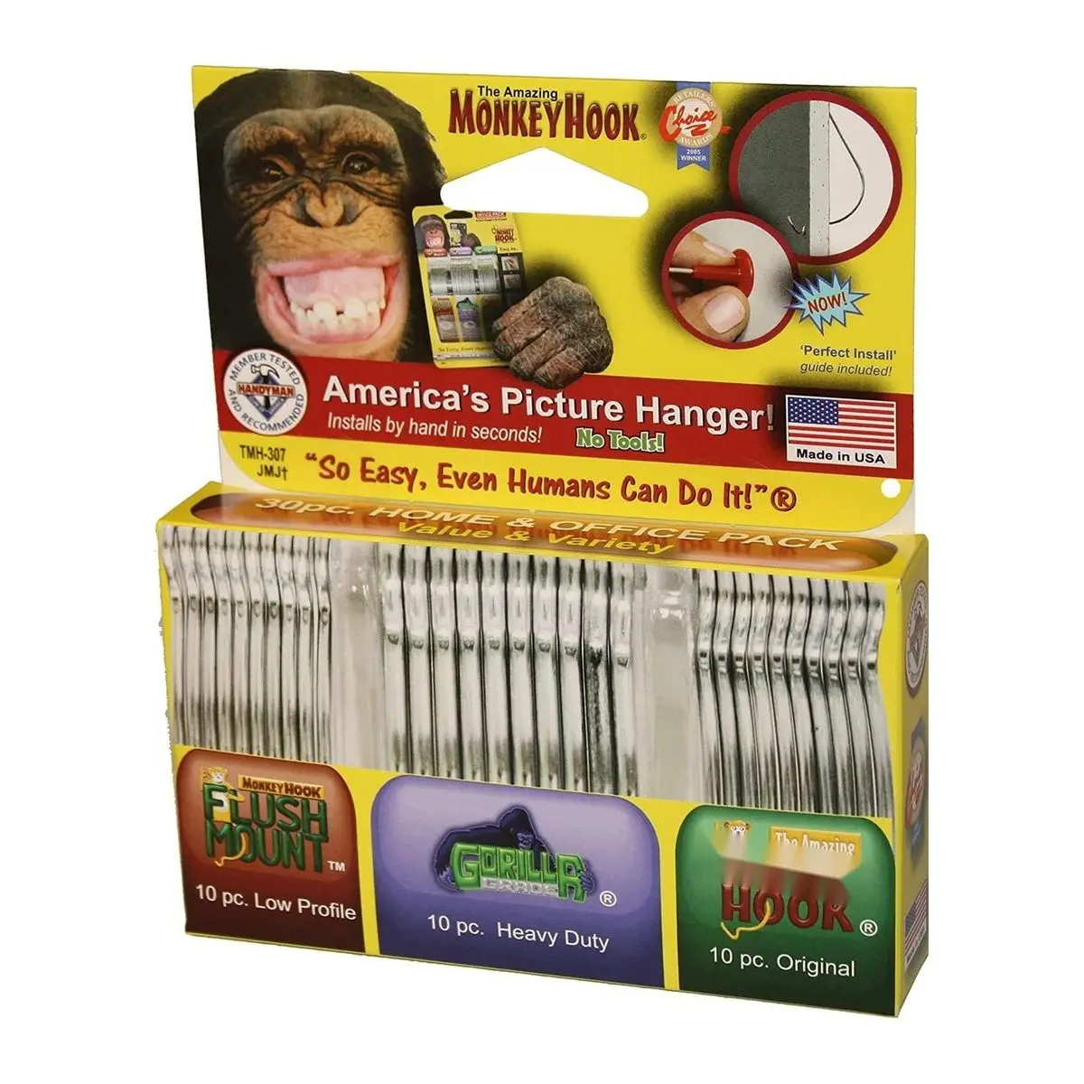 30-PIECE Picture Hanging Kit with Drywall Hooks, Gorilla Hooks for Home and Office, Heavy Duty Wall for Pictures, Easy Install, No Tools Needed